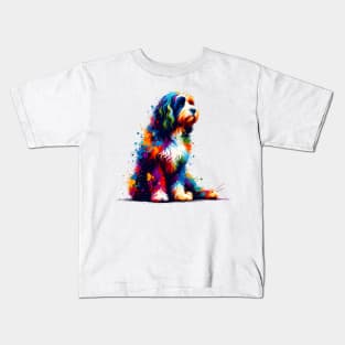Vibrant Barbet Captured in Colorful Splash Art Style Kids T-Shirt